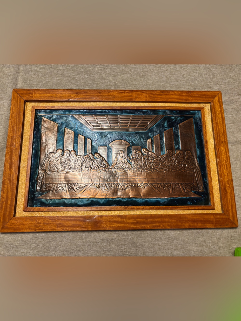 Vintage Coppercraft Guild "Last Supper" 3D Copper Wall Art Wood Frame